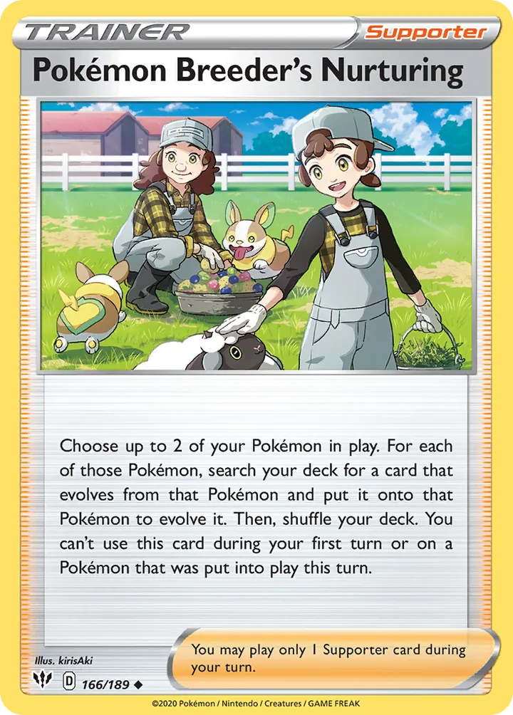Sword & Shield—Darkness Ablaze 영어판 Pokémon Breeder's Nurturing 166 카드 앞면