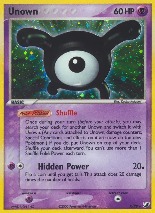 EX Unseen Forces 영어판 Unown X 카드 앞면