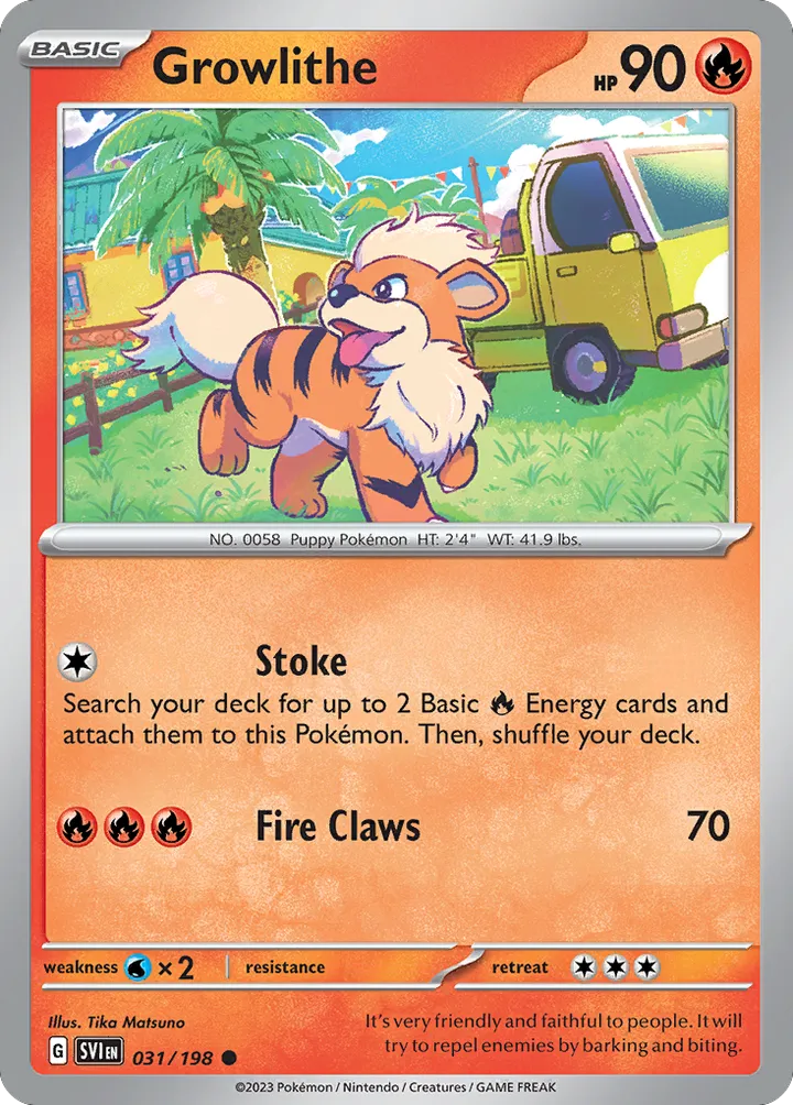Scarlet & Violet 영어판 Growlithe 31 카드 앞면