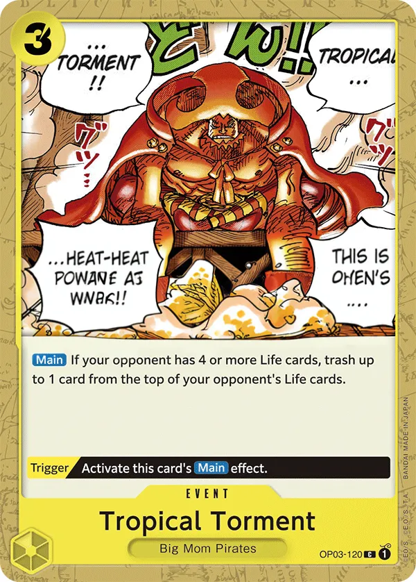 Front of Tropical Torment OP03-120, Pillars of Strength English