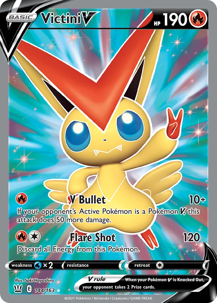Sword & Shield—Battle Styles 영어판 Victini V 144 카드 앞면