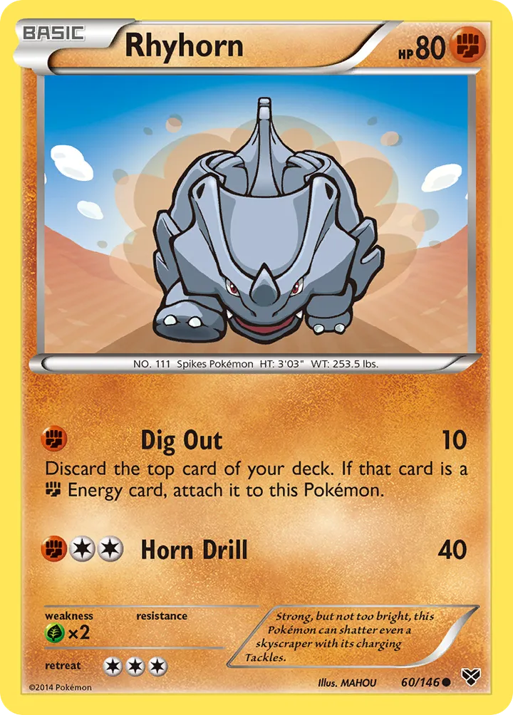 XY 영어판 Rhyhorn 60 카드 앞면