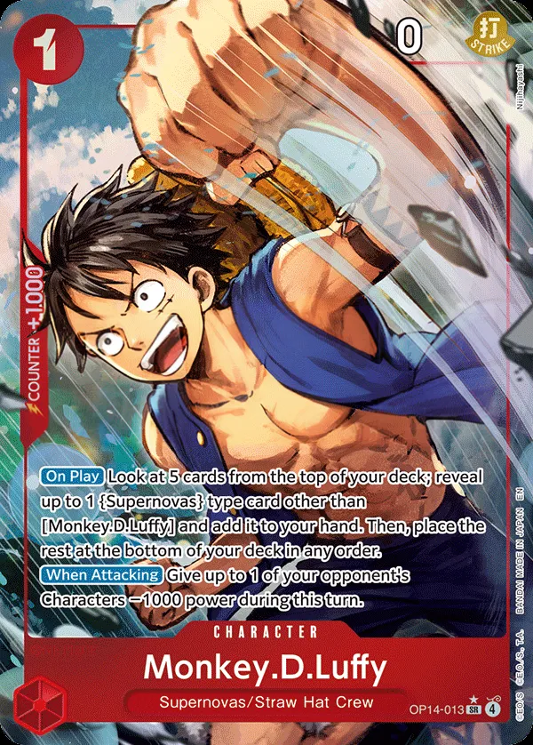 The Azure Sea's Seven 英語版 Monkey.D.Luffy OP14-013 · パラレル カード表面