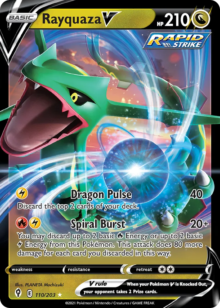 Sword & Shield—Evolving Skies 英語版 Rayquaza V 110 カード表面