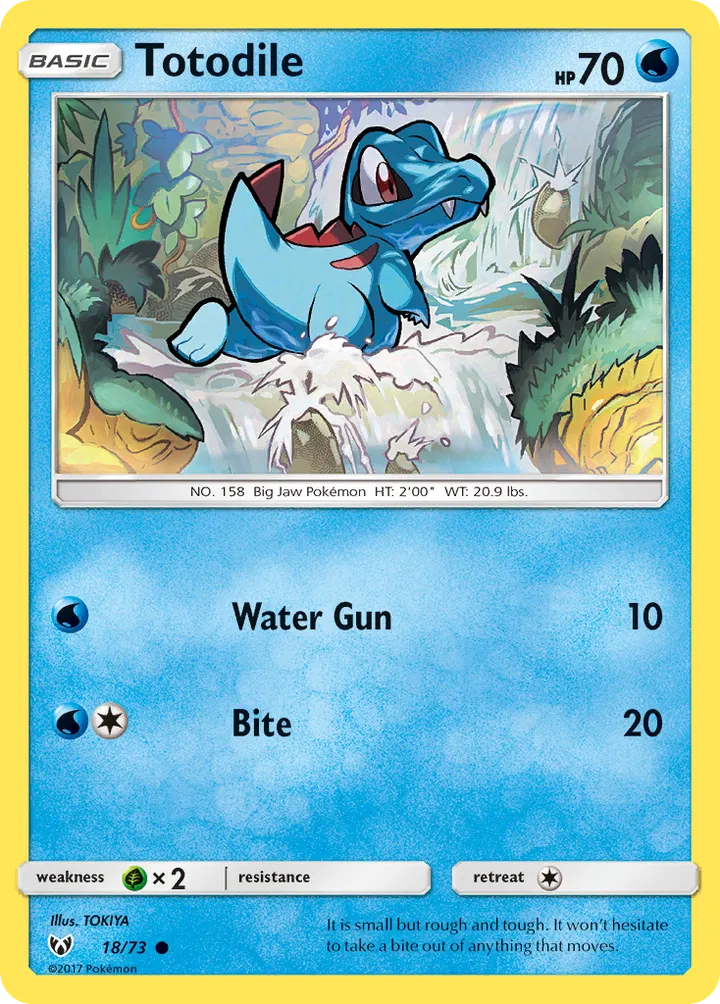 Shining Legends 英語版 Totodile 18 カード表面