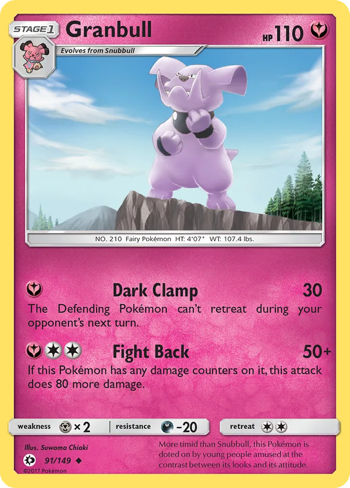Sun & Moon 영어판 Granbull 91 카드 앞면