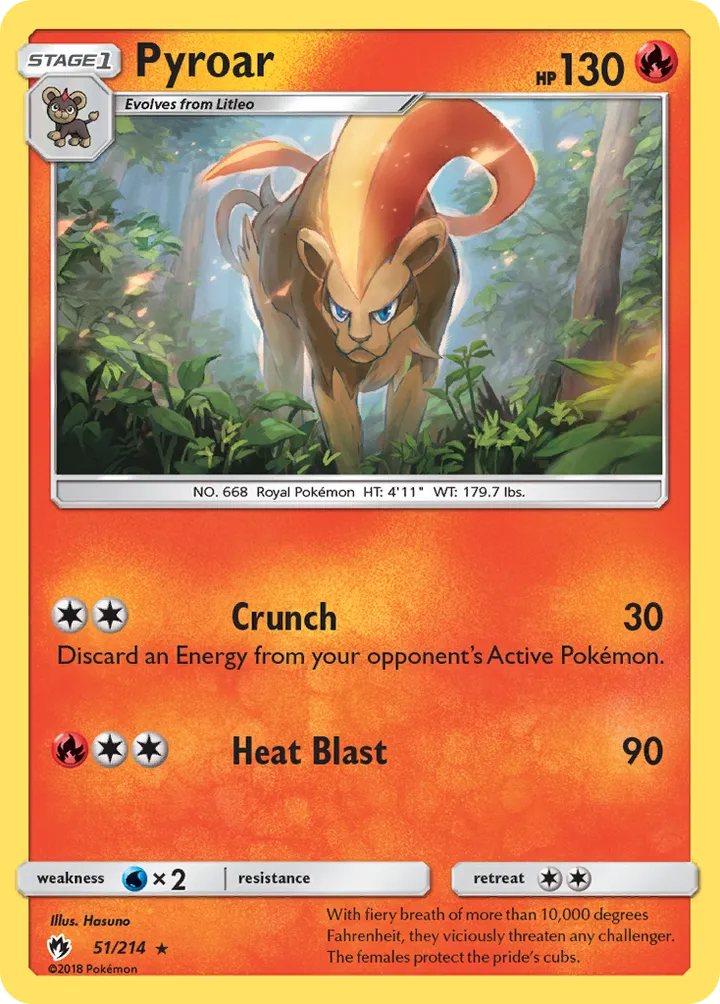 Sun & Moon—Lost Thunder 英語版 Pyroar 51 カード表面