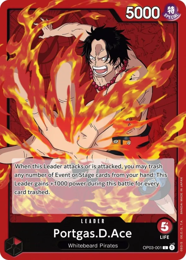 Pillars of Strength 영어판 Portgas.D.Ace OP03-001 카드 앞면