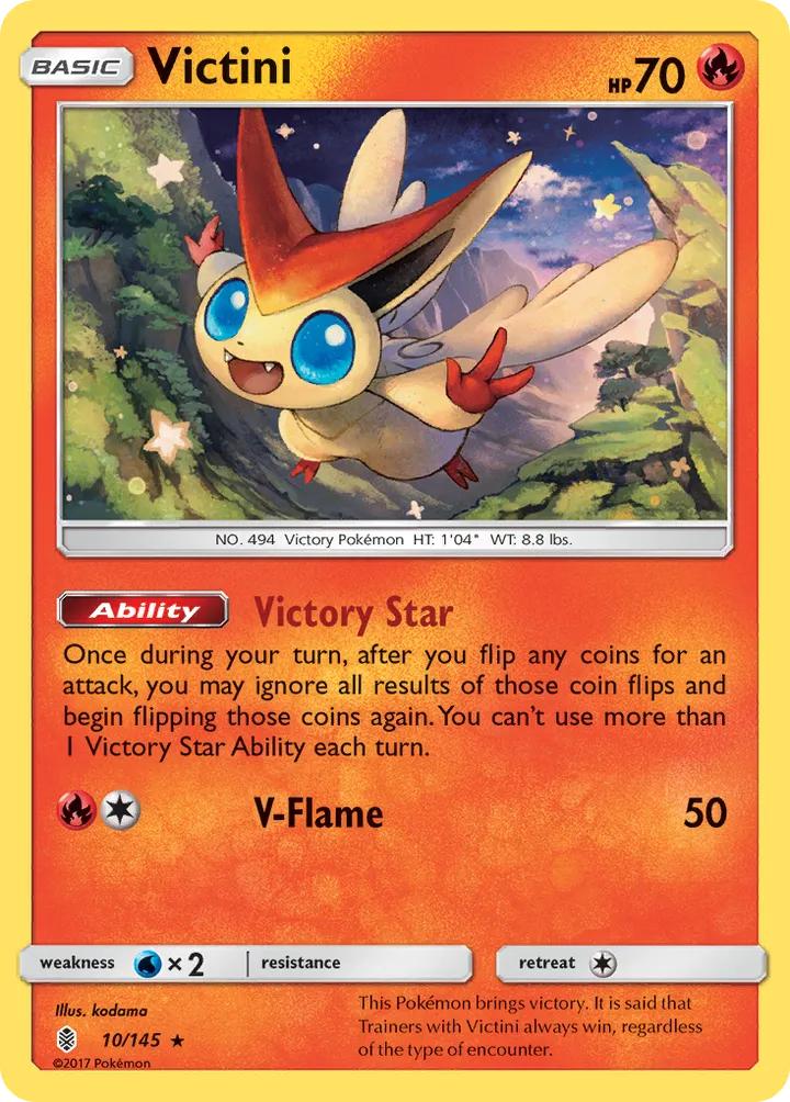 Sun & Moon—Guardians Rising 영어판 Victini 10 카드 앞면