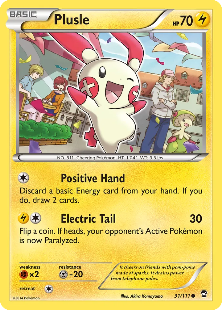 XY—Furious Fists 영어판 Plusle 31 카드 앞면