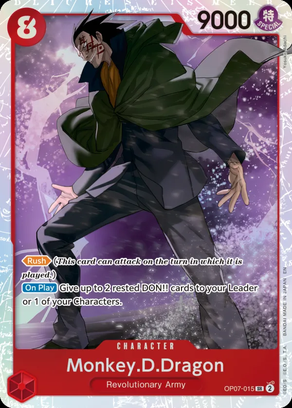 500 Years in the Future 英語版 Monkey.D.Dragon OP07-015 · 再録 カード表面