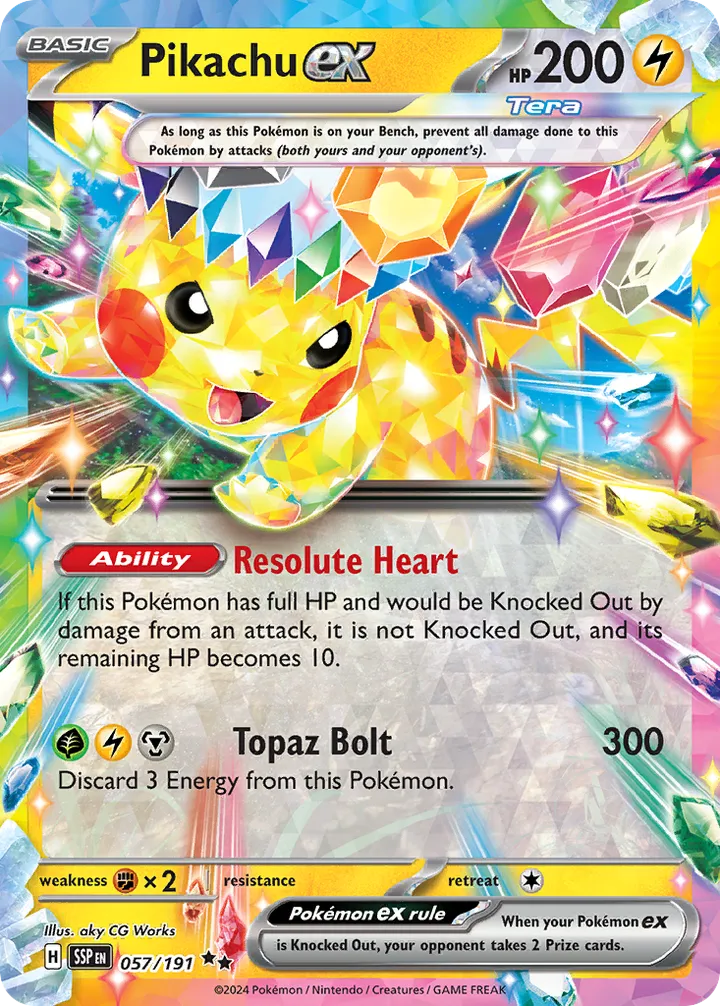 Scarlet & Violet—Surging Sparks 영어판 Pikachu ex 57 카드 앞면