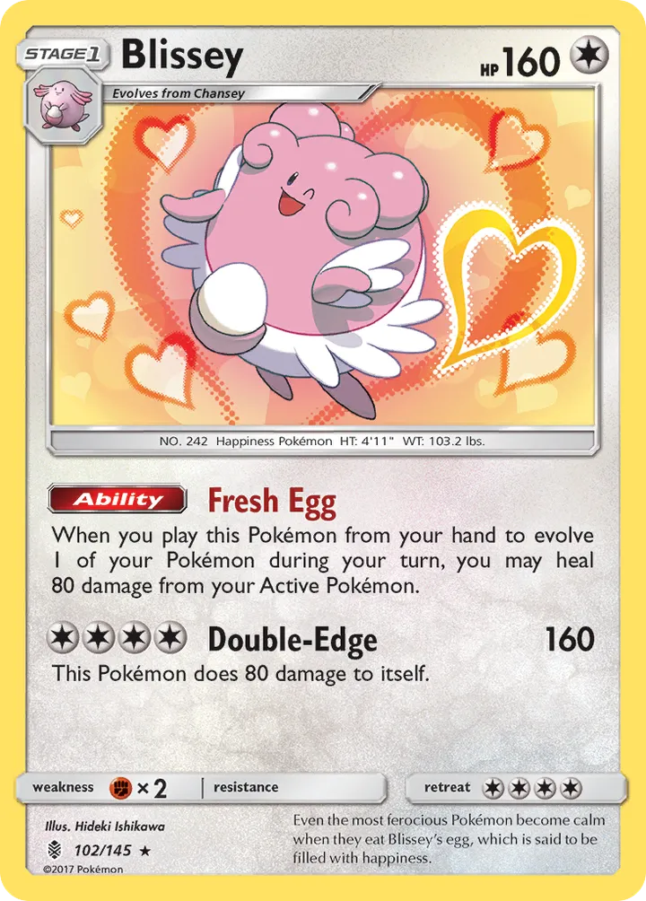 Sun & Moon—Guardians Rising 英語版 Blissey 102 カード表面