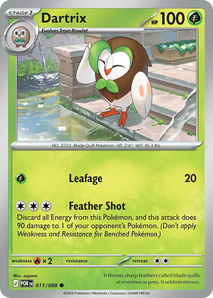 Front of Dartrix 11, Mega Evolution—Perfect Order English