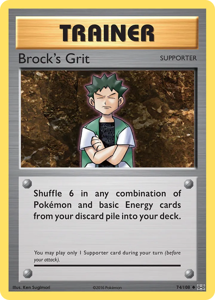 XY—Evolutions 영어판 Brock's Grit 74 카드 앞면