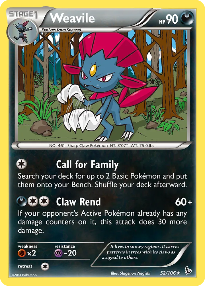XY—Flashfire 영어판 Weavile 52 카드 앞면