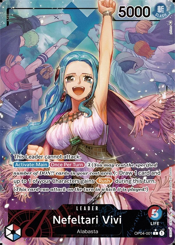 Kingdoms of Intrigue 英語版 Nefeltari Vivi OP04-001 · パラレル カード表面
