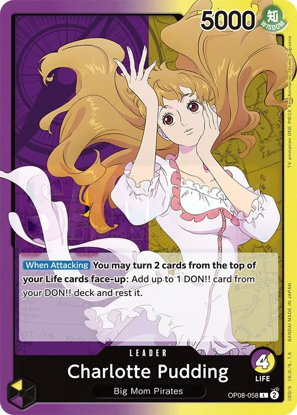Two Legends 영어판 Charlotte Pudding OP08-058 카드 앞면