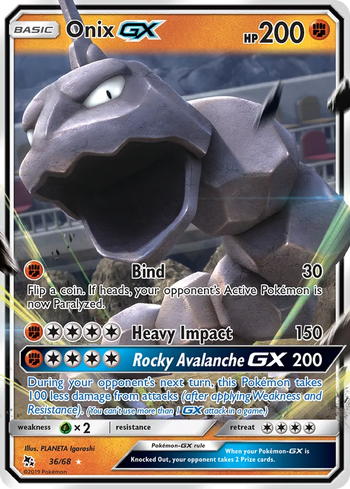 Hidden Fates 영어판 Onix-GX 36 카드 앞면