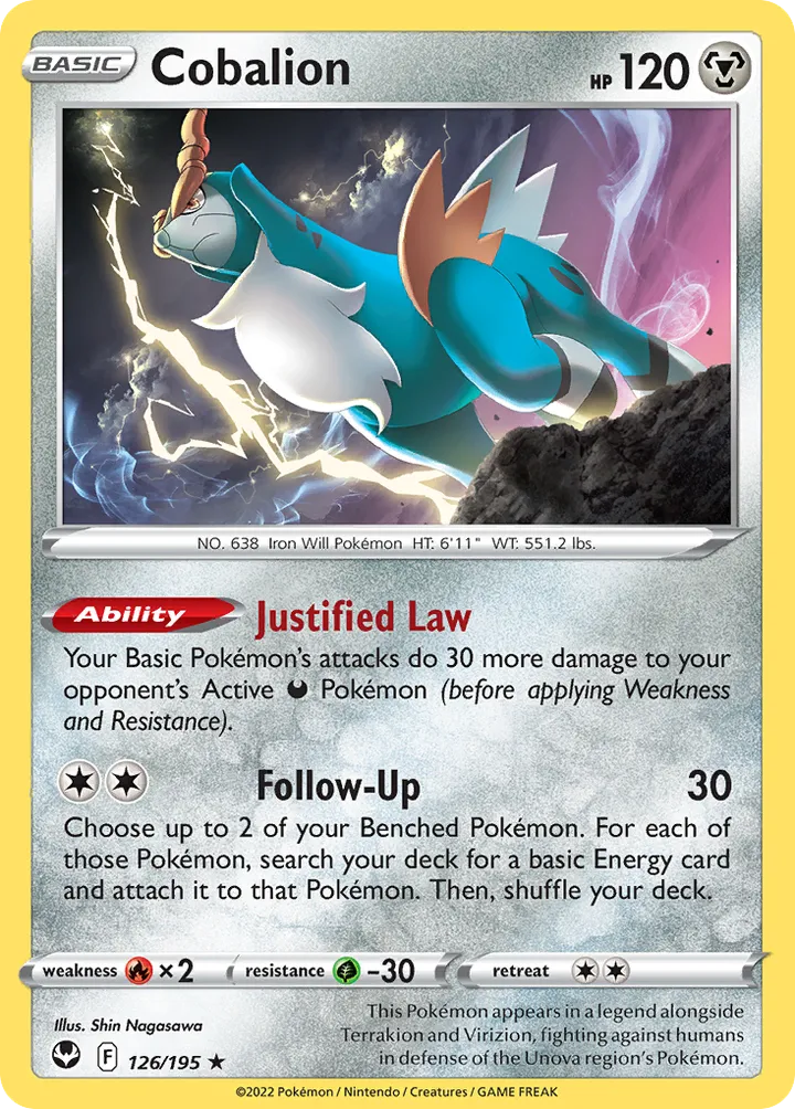 Sword & Shield—Silver Tempest 영어판 Cobalion 126 카드 앞면