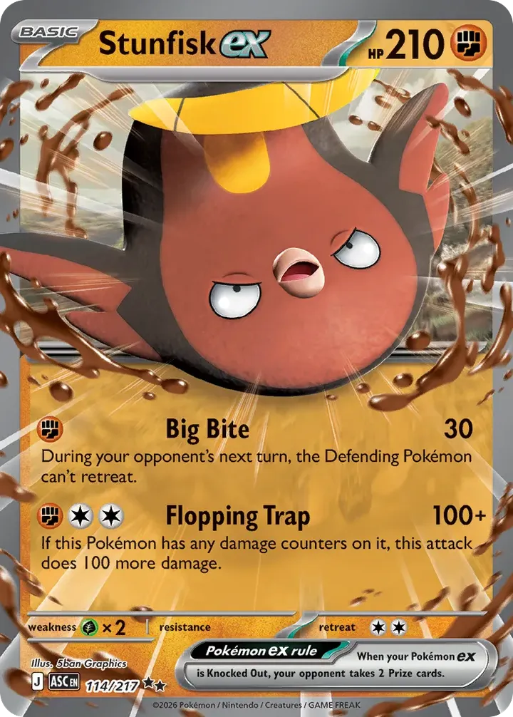 Mega Evolution—Ascended Heroes 영어판 Stunfisk ex 114 카드 앞면