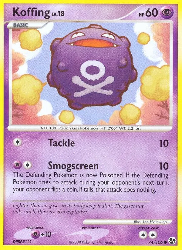 Diamond & Pearl—Great Encounters 영어판 Koffing 74 카드 앞면
