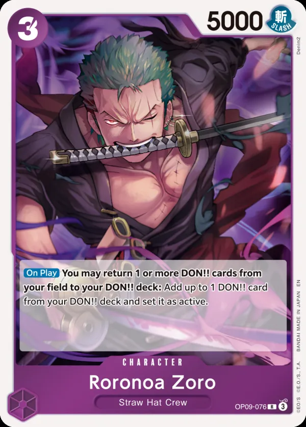 Emperors in the New World 영어판 Roronoa Zoro OP09-076 · 재록 2 카드 앞면