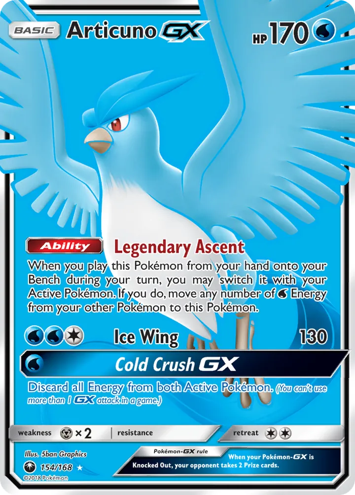 Sun & Moon—Celestial Storm 英語版 Articuno-GX 154 カード表面