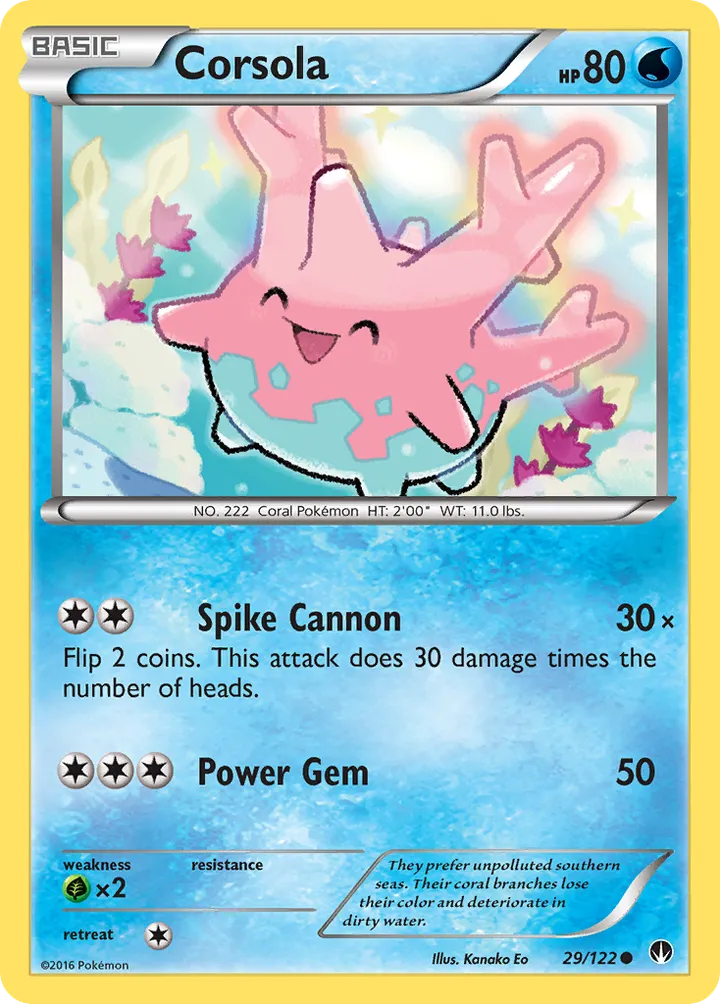XY—BREAKpoint 영어판 Corsola 29 카드 앞면