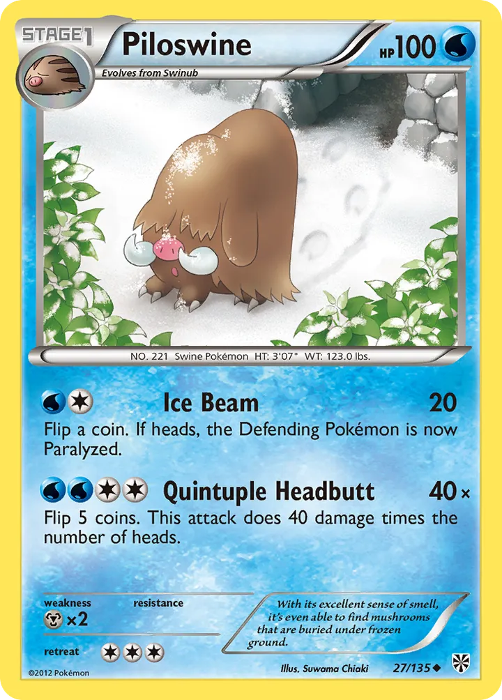 Black & White—Plasma Storm 영어판 Piloswine 27 카드 앞면