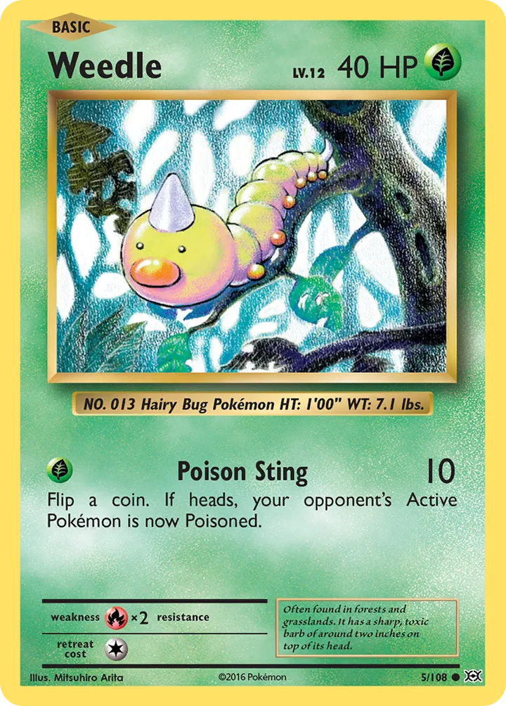 XY—Evolutions 英語版 Weedle 5 カード表面