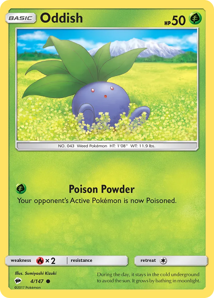 Sun & Moon—Burning Shadows 영어판 Oddish 4 카드 앞면