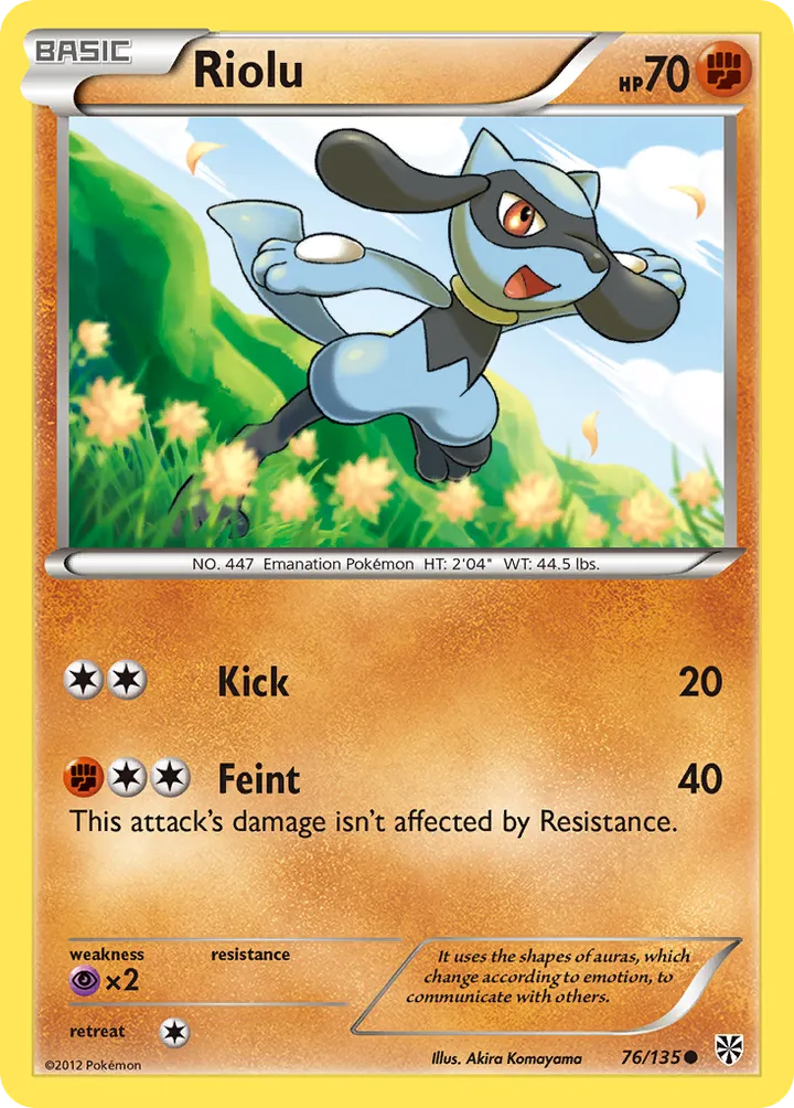 Black & White—Plasma Storm 英語版 Riolu 76 カード表面