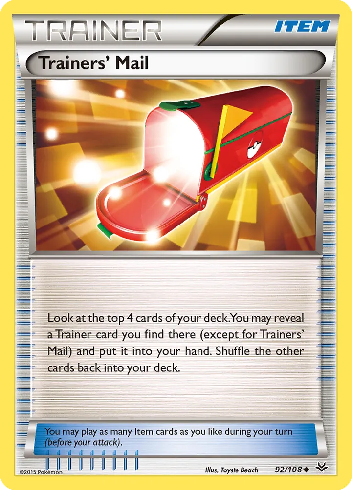 XY—Roaring Skies 英語版 Trainers' Mail 92 カード表面