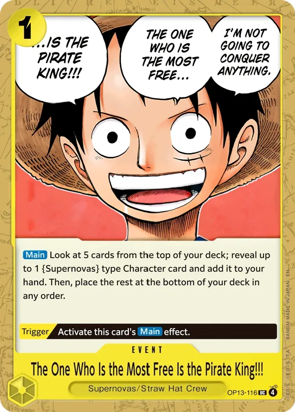 Carrying on His Will 英語版 The One Who Is the Most Free Is the Pirate King!!! OP13-116 カード表面