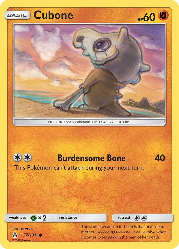 Sun & Moon—Forbidden Light 영어판 Cubone 57 카드 앞면
