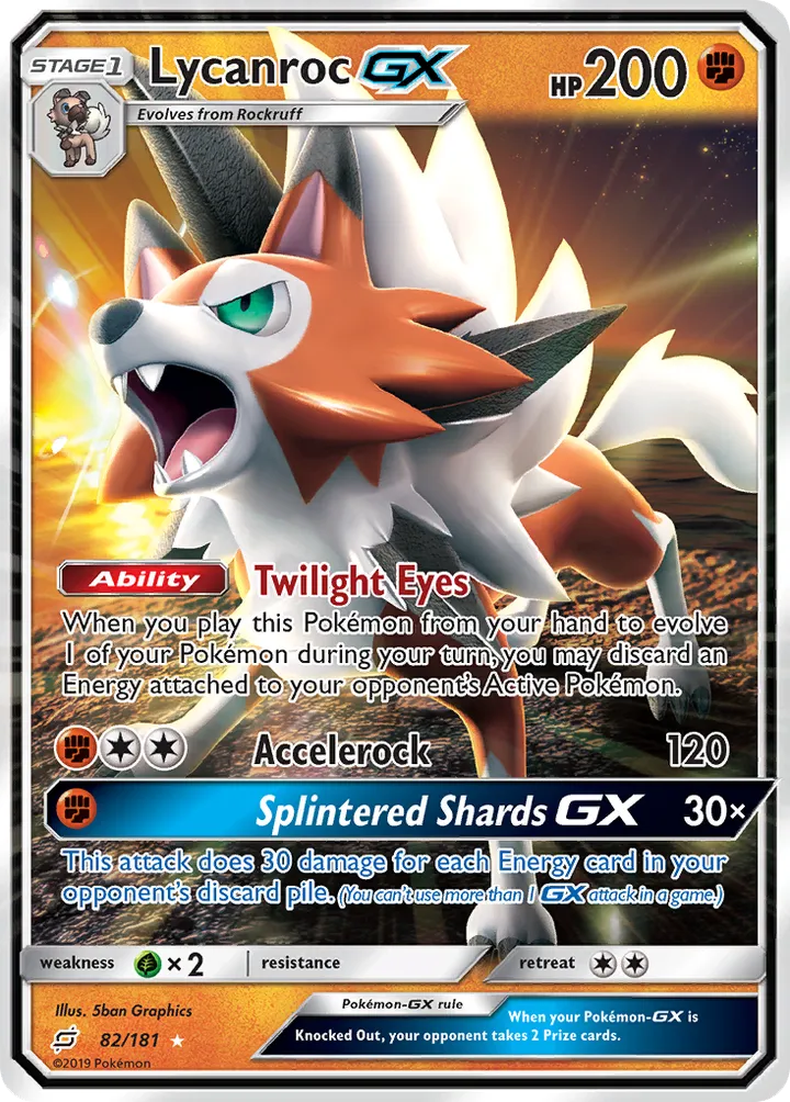 Sun & Moon—Team Up 英語版 Lycanroc-GX 82 カード表面