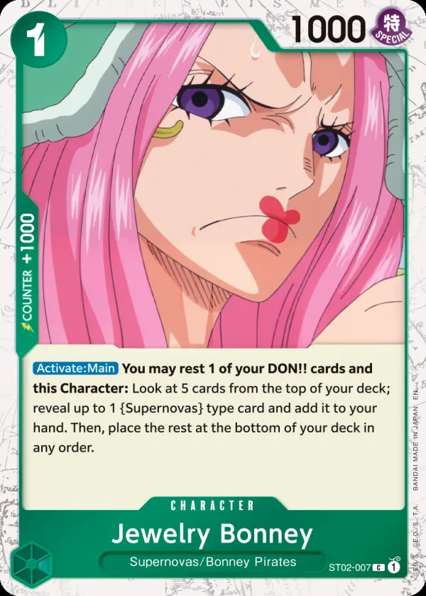 Worst Generation 영어판 Jewelry Bonney ST02-007 · 패럴렐 3 카드 앞면