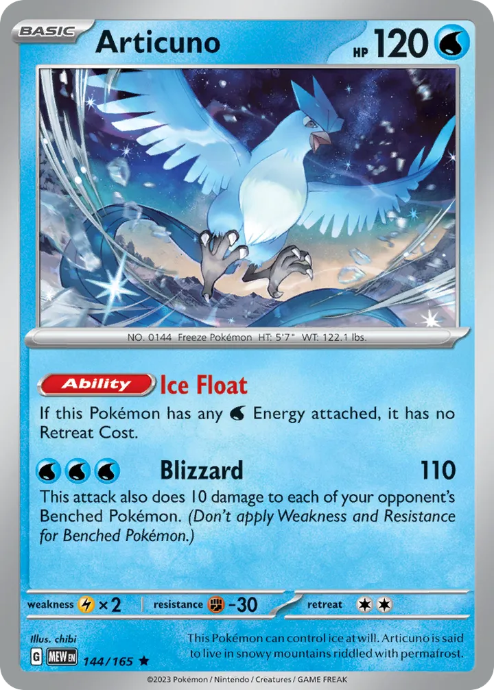 Scarlet & Violet—151 영어판 Articuno 144 카드 앞면