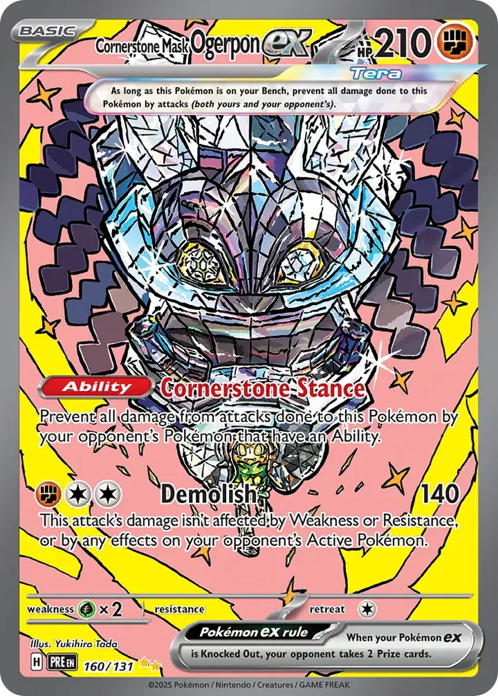 Front of Cornerstone Mask Ogerpon ex 160, Scarlet & Violet—Prismatic Evolutions English
