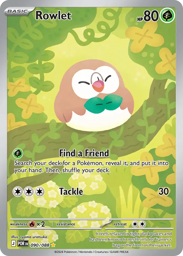 Mega Evolution—Perfect Order 영어판 Rowlet 90 카드 앞면