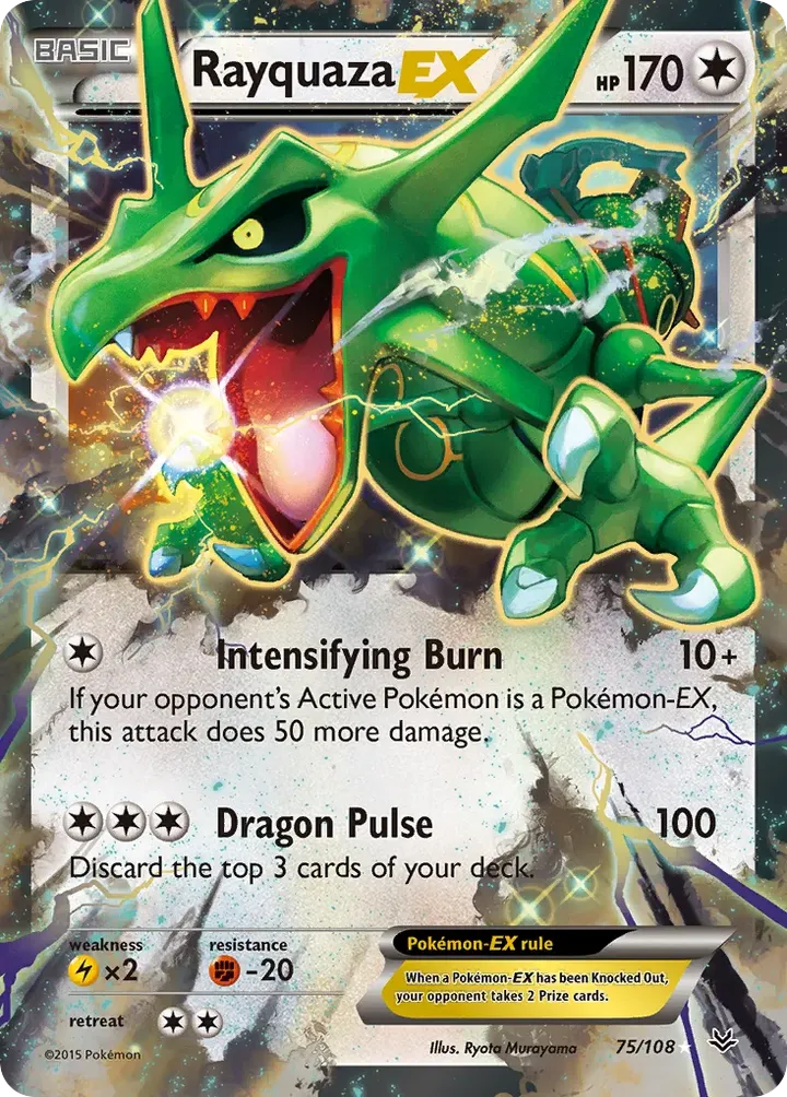 XY—Roaring Skies 영어판 Rayquaza-EX 75 카드 앞면