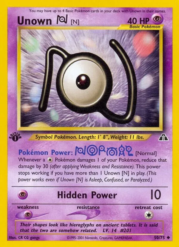 Neo Discovery 英語版 Unown [N] 50 カード表面