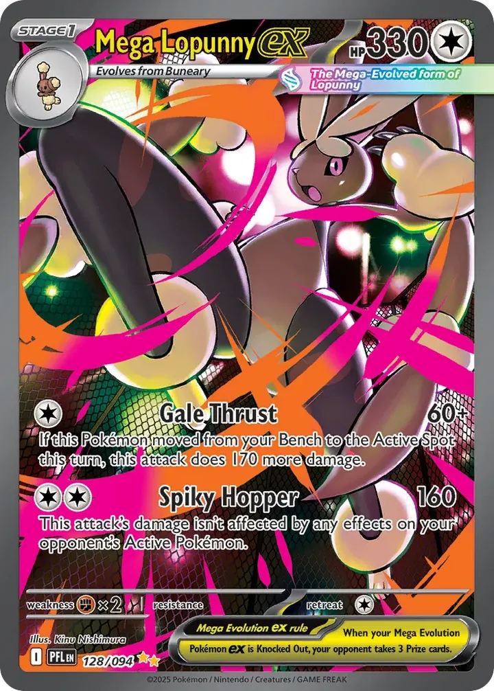 Mega Evolution—Phantasmal Flames 英語版 Mega Lopunny ex 128 カード表面