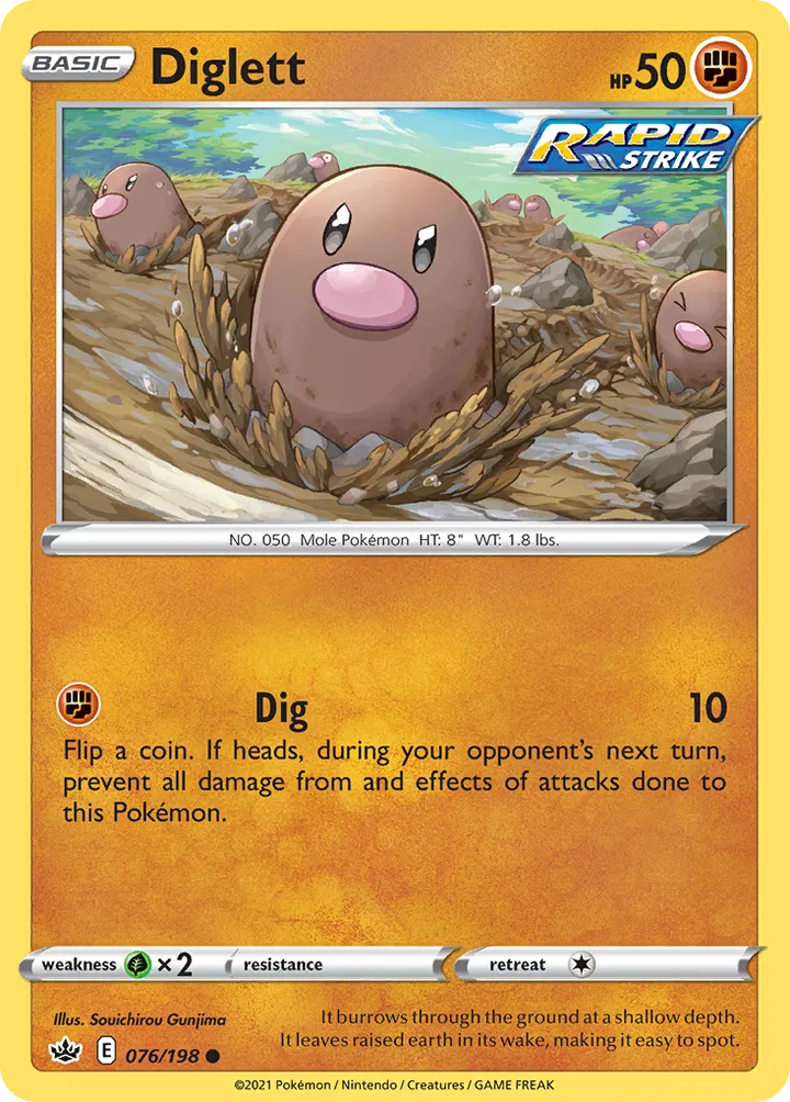 Sword & Shield—Chilling Reign 영어판 Diglett 76 카드 앞면