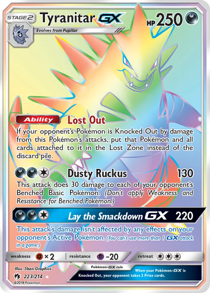Sun & Moon—Lost Thunder 영어판 Tyranitar-GX 223 카드 앞면