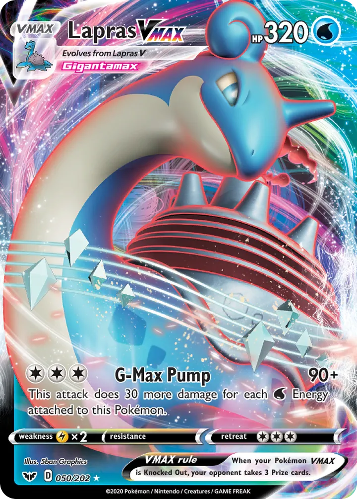 Front of Lapras VMAX 50, Sword & Shield English