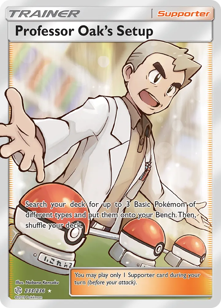 Front of Professor Oak's Setup 233, Sun & Moon—Cosmic Eclipse English