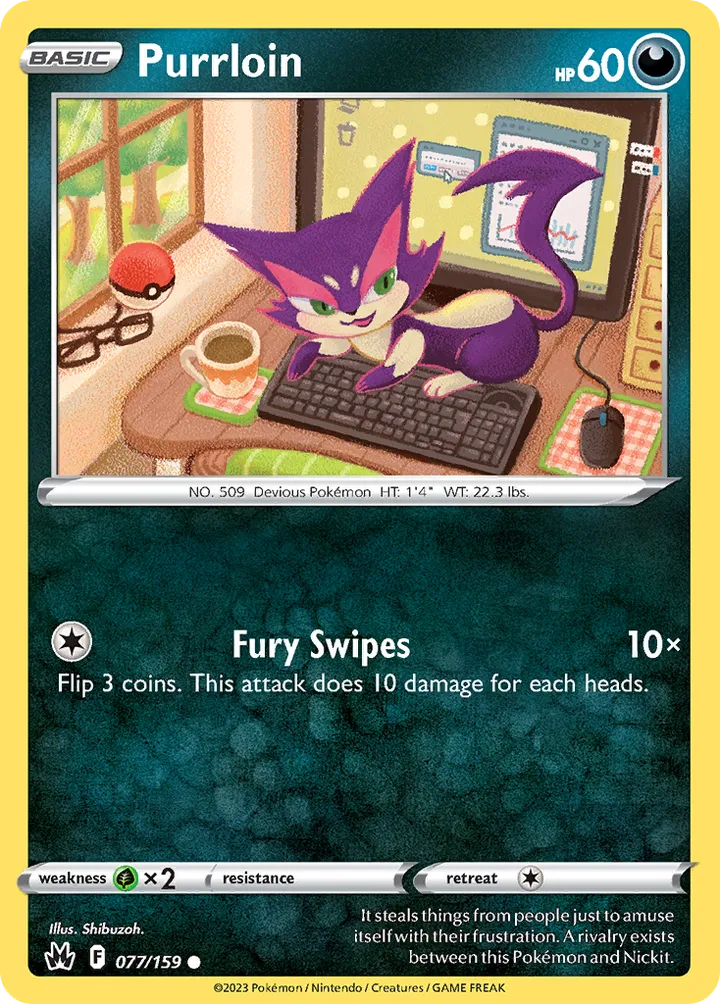 Crown Zenith 영어판 Purrloin 77 카드 앞면