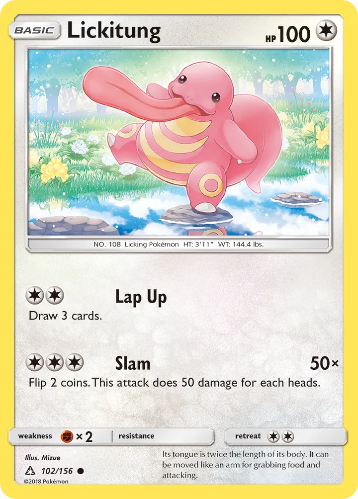 Sun & Moon—Ultra Prism 英語版 Lickitung 102 カード表面